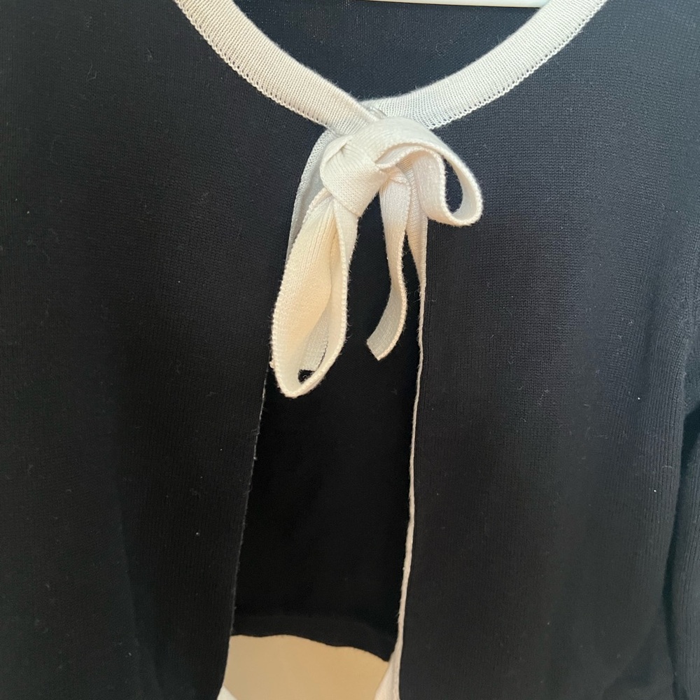 Black and White Tie-Front Cardigan